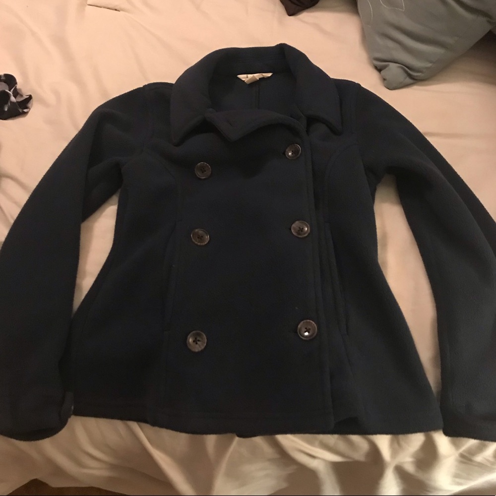 Lands’ End Fleece Peacoat Navy